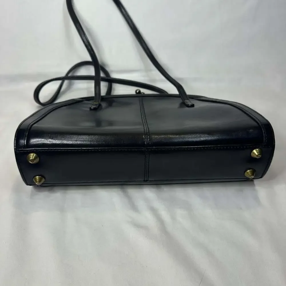 Fossil Forever Vintage Black Leather Kiss-Lock Shoulder Bag - Picture 4 of 10